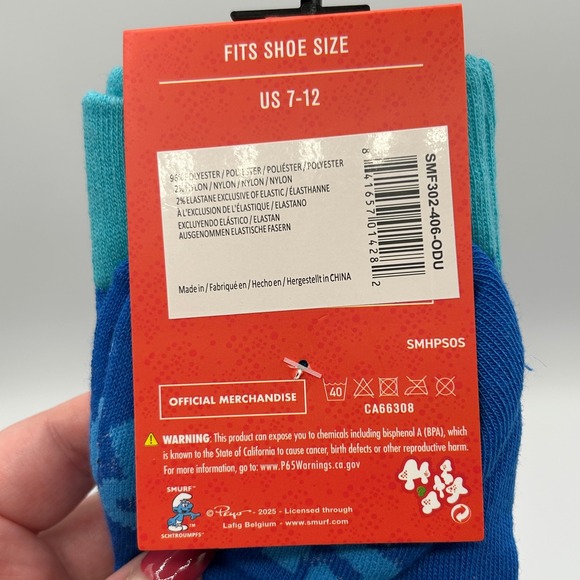 Cartoon Character Crew Socks Bundle 5 David Bowie Smurfs Flintstones Minions NWT - Picture 7 of 16